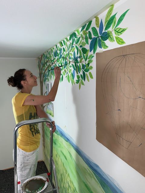 bunte Kinderzimmer Wandmalerei