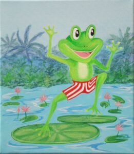 Bunte Kinderzimmer Wandmalerei! 8 Frosch in Badehose