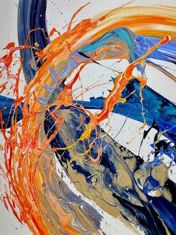 Kleineres abstraktes Gemälde ‘Summer at the Sea’ – sommerliche Farben, lebendig gemalt